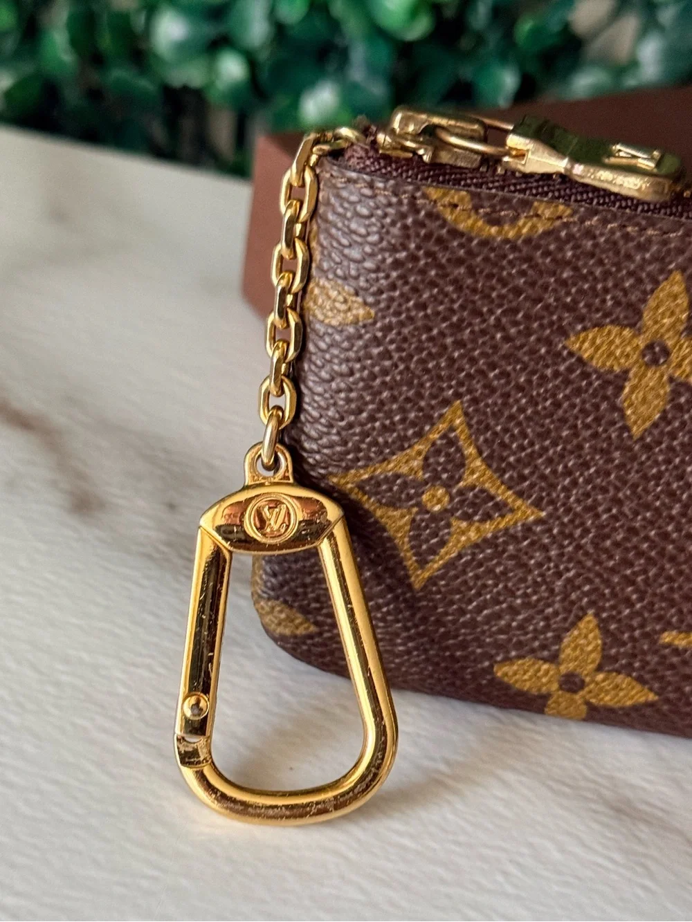 Louis Vuitton Monogram Key Pouch - Brown/Gold Vintage